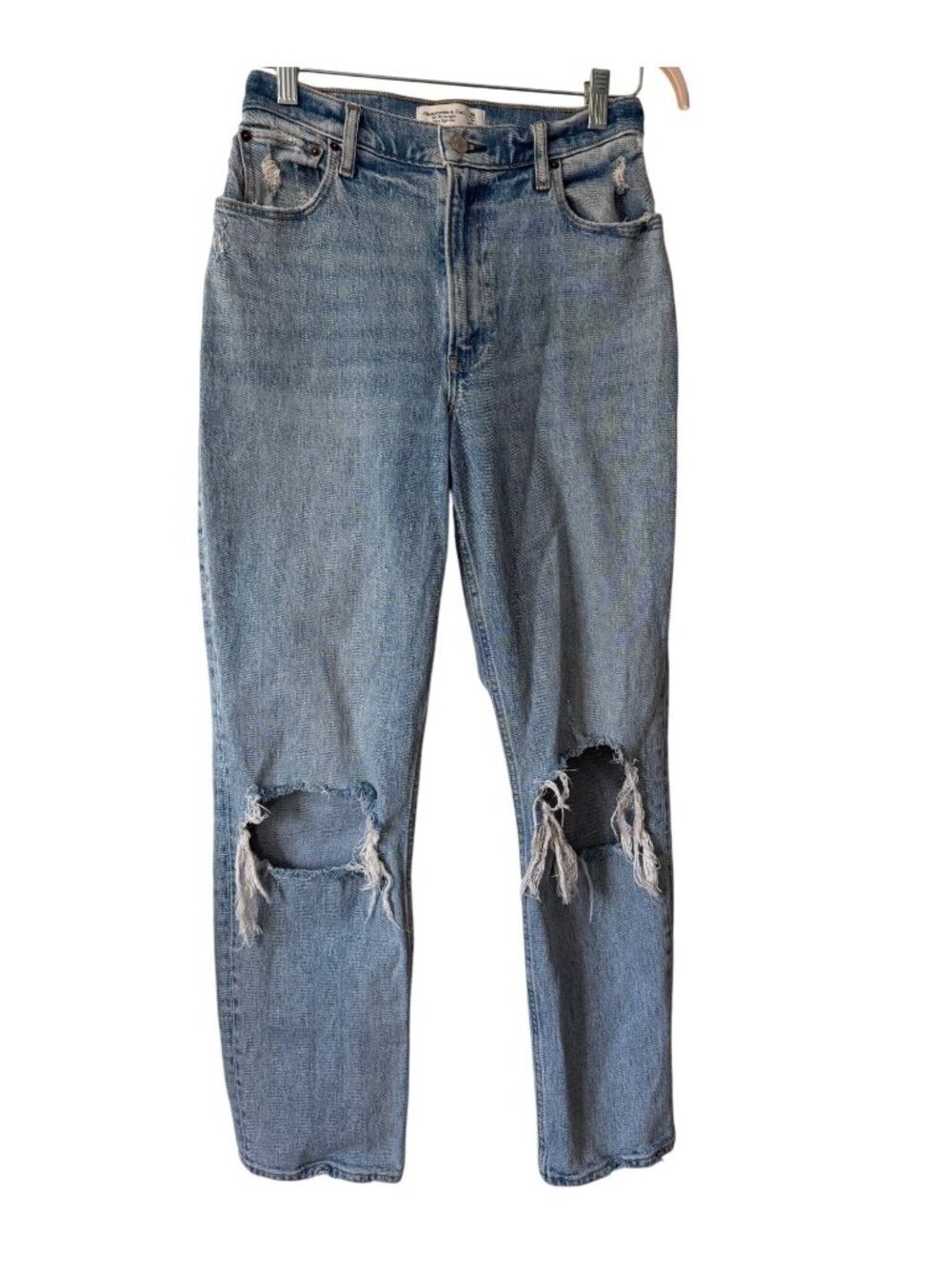 Abercrombie & Fitch Womens 90s Straight Ultra High Rise Distressed Jeans Size 6R